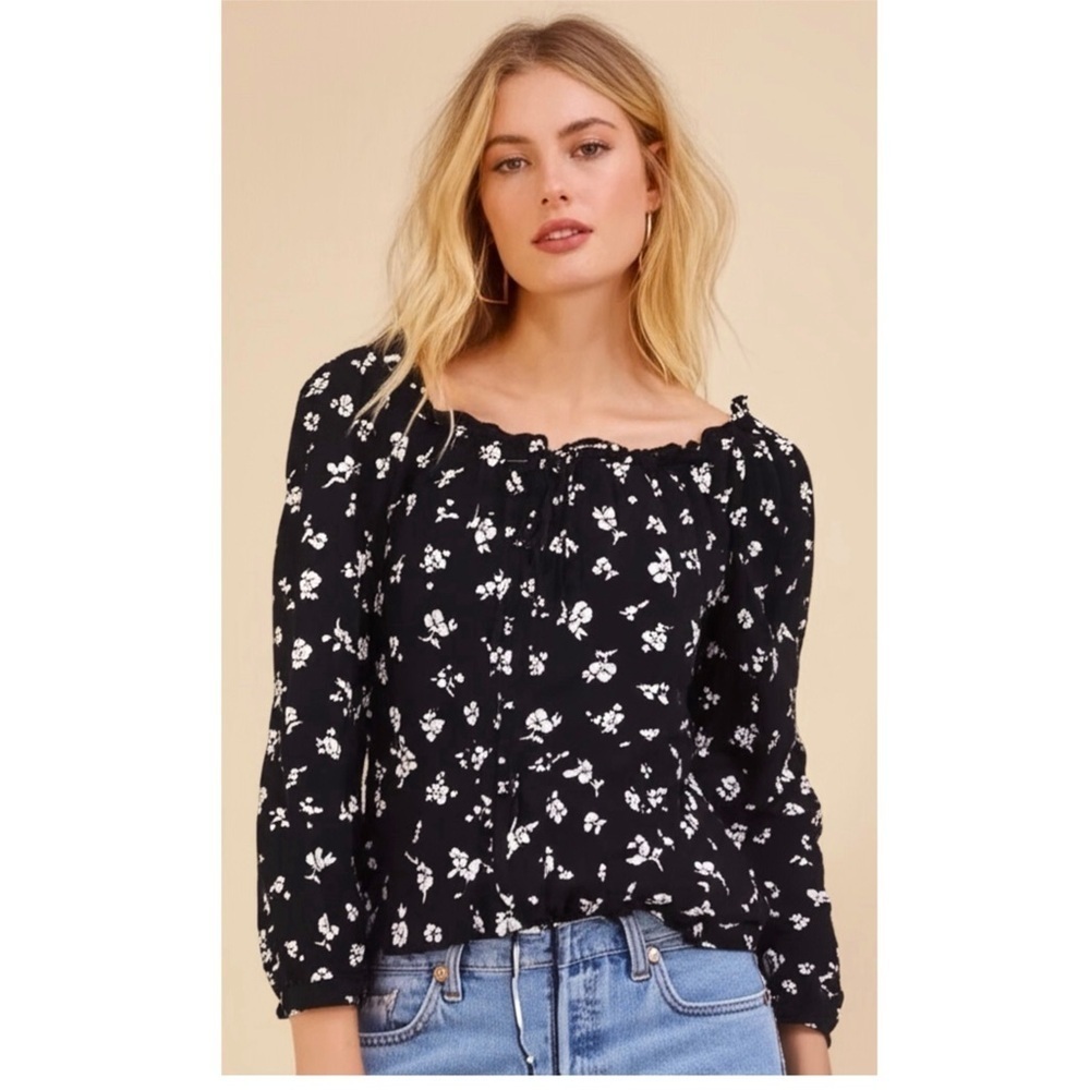 NWT Designer JAMIE MIZRAHI Sweet Baby Jamie Blouse Black Floral Sz S/M MSRP $230